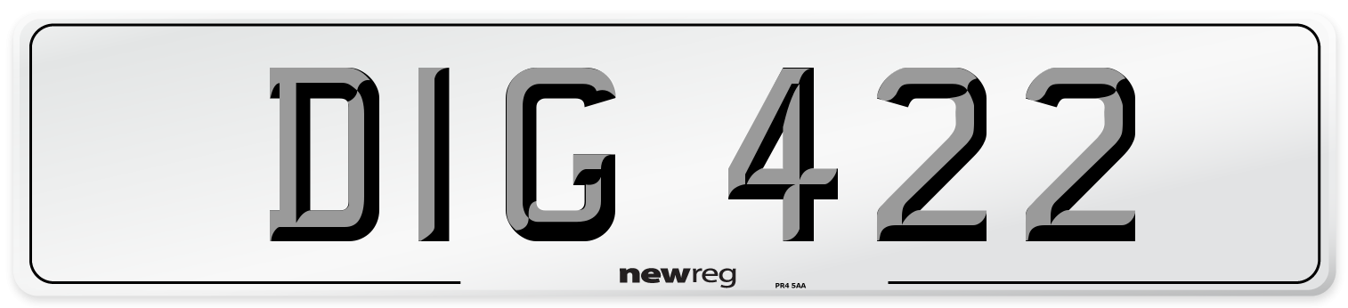 DIG 422 Number Plate from New Reg
